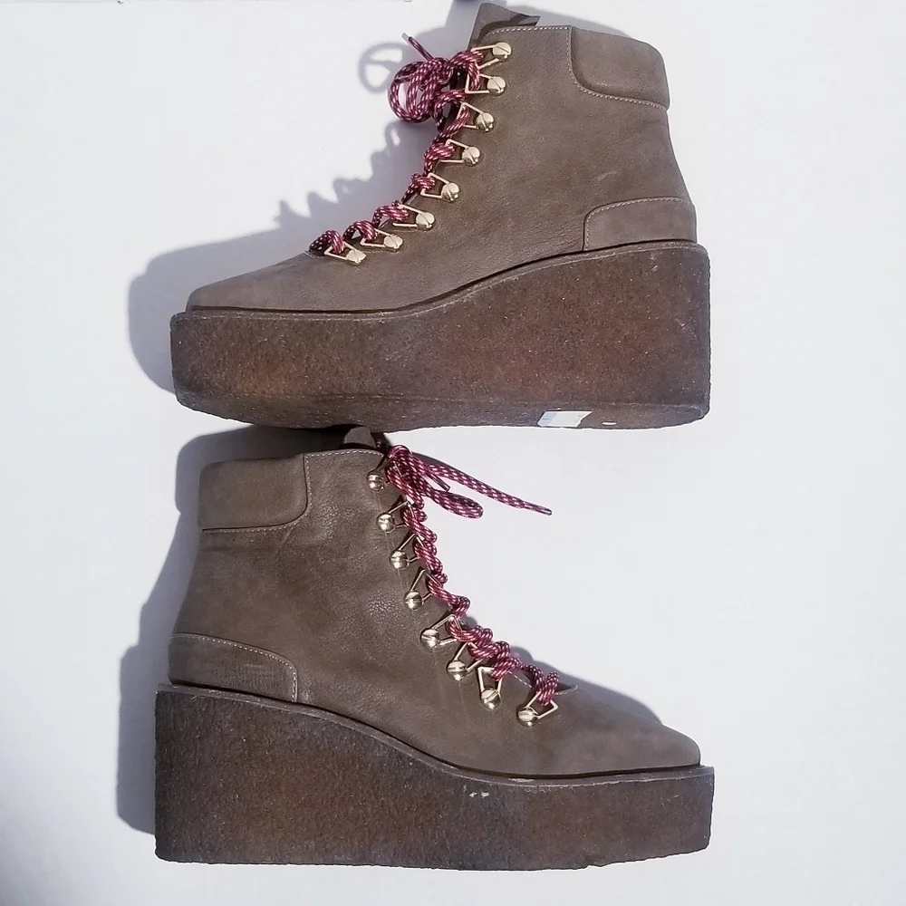 CECELIA NEW YORK Helga Platform Wedge Hiker Boots